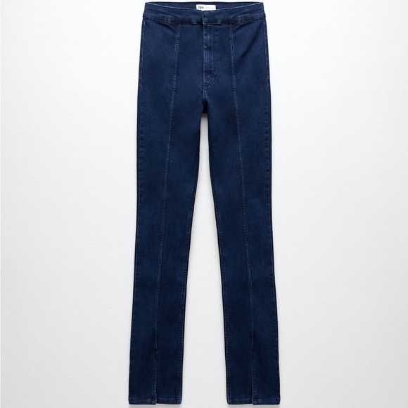 ZARA JEANS SKINNY SPLIT DENIM IN DARK RETRO NAVY BLUE SIZE US 8 - Picture 2 of 3